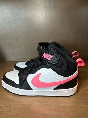 Youth Nike Court Borough Mid 2 black and pink sneakers